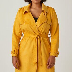 Forever 21 Yellow Faux Suede Trench Coat